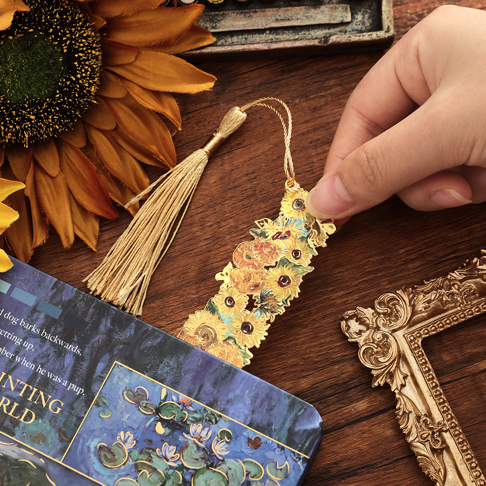 AliExpress 1 Pc Vintage Artistic Metal Bookmark, Hollow Painting Design With Long Tassel For Office Book Lovers Reading Gift Stationery, view 5