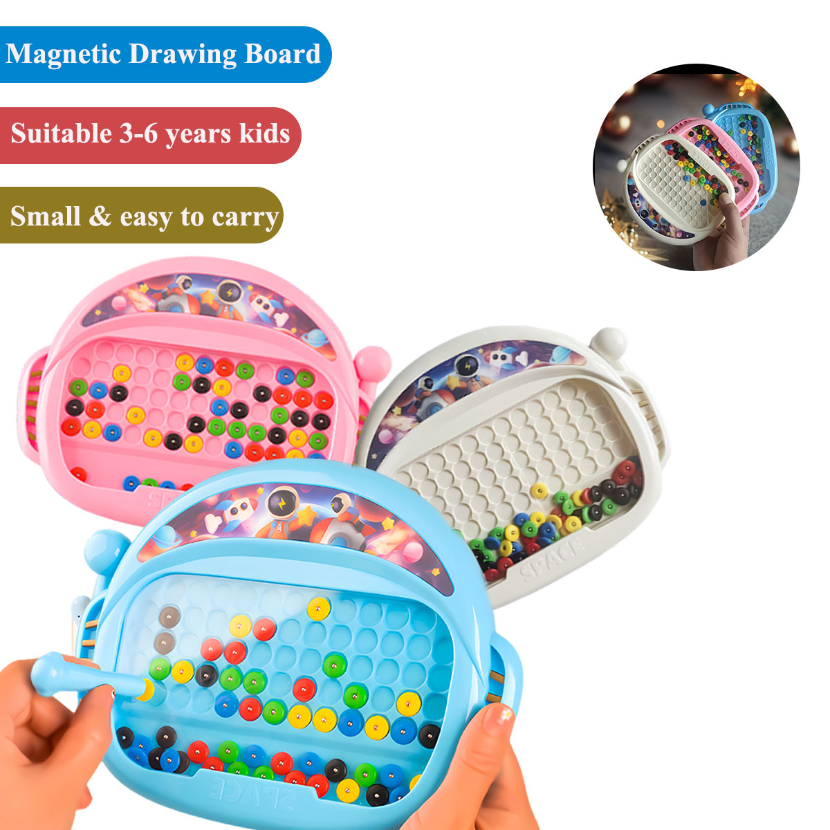 AliExpress 1 PCS Children's Magnetic Doodle Board with Pen & Beads Drawing Toy for 3-8 Years Kids Educational Boy Girl Montessori Gift
