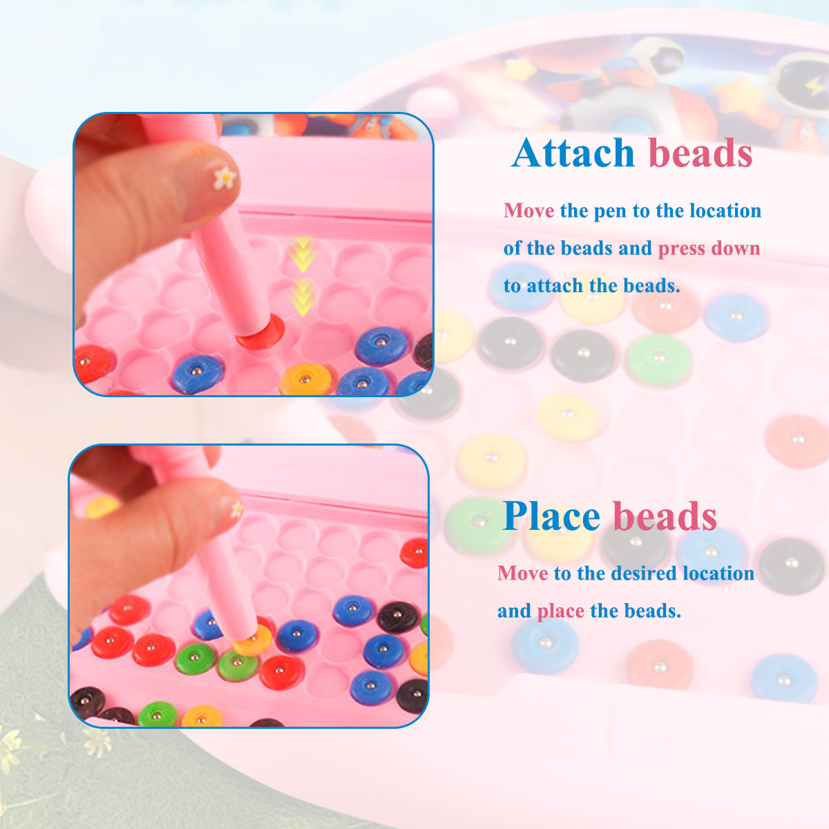 AliExpress 1 PCS Children's Magnetic Doodle Board with Pen & Beads Drawing Toy for 3-8 Years Kids Educational Boy Girl Montessori Gift, view 5