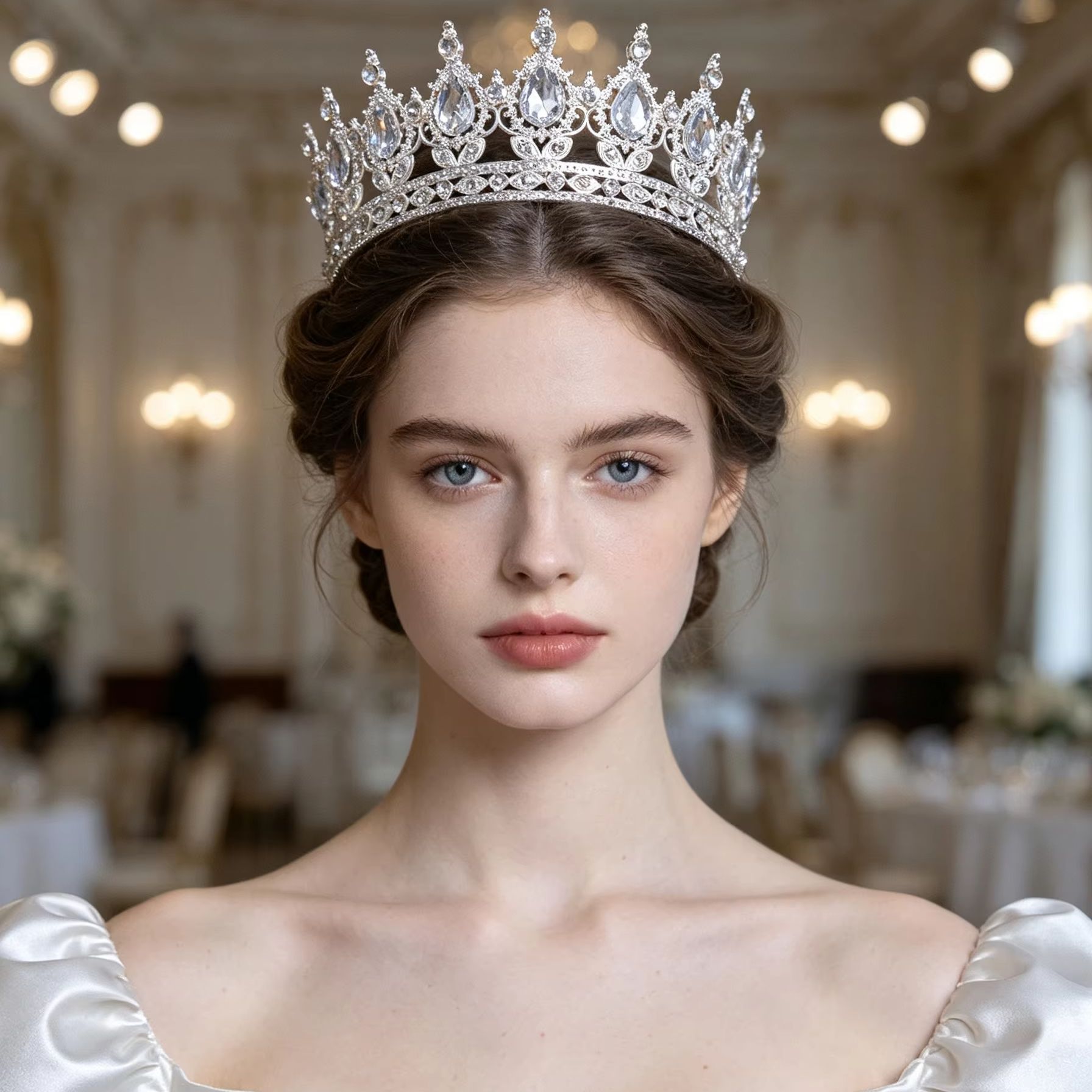 AliExpress 1 Piece of Vintage Teardrop Diamond Bridal Crown, Elegant Palace-Style Wedding Accessory, Zircon Full-Circle Crown-Shaped Bridal Headpiece