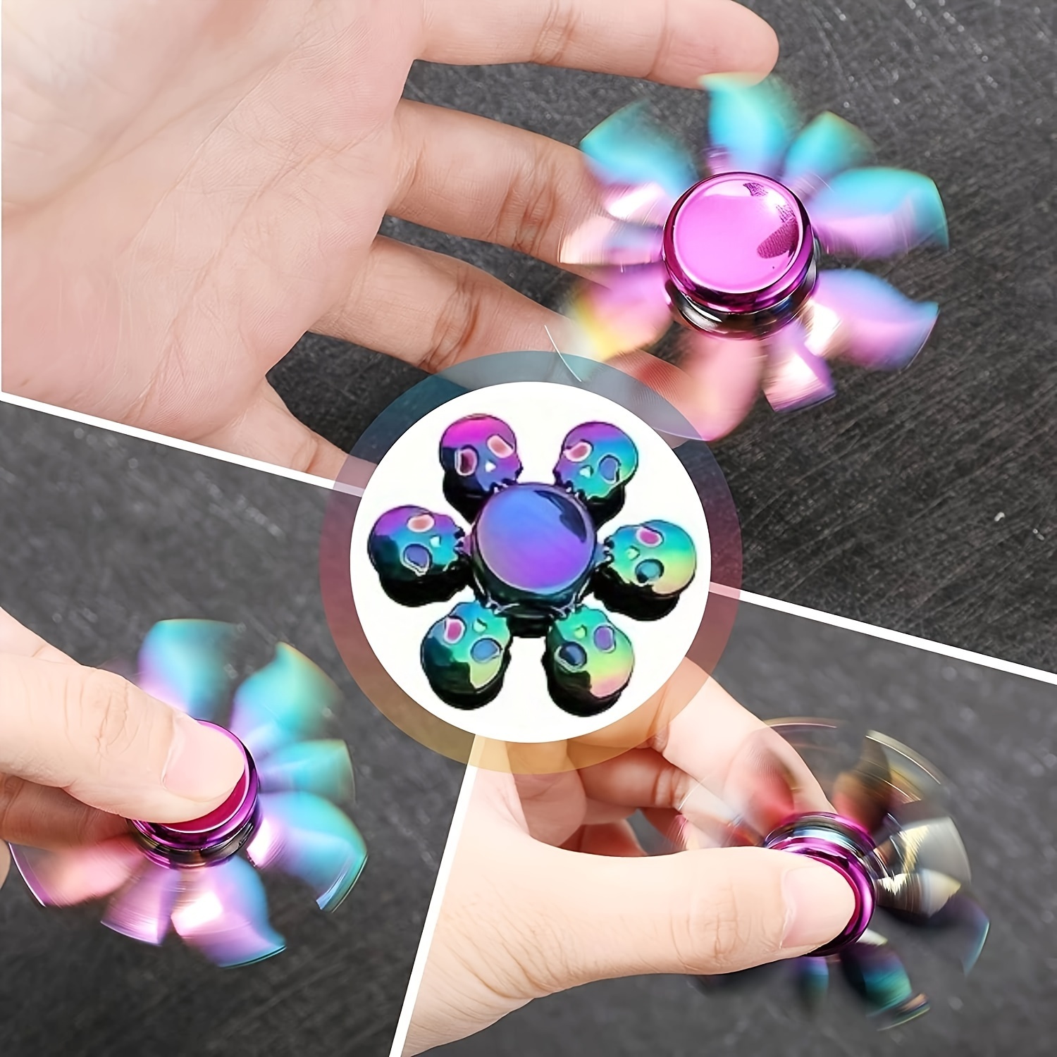 AliExpress 1 Piece Set Colorful Fidget Spinner for Adults Zinc Alloy Stress Relief Toy Office Anxiety Relief Stress Relief Leisure Gift, view 4
