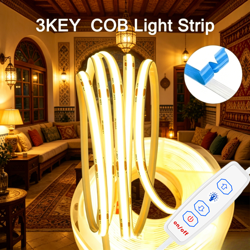 AliExpress USB COB LED Light Strip with Three-Key Dimmer