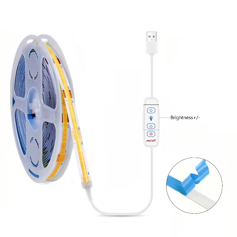 AliExpress USB COB LED Light Strip with Three-Key Dimmer, view 3