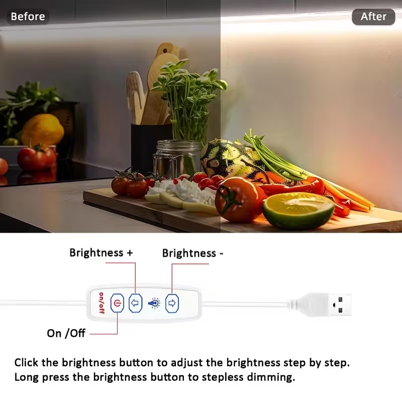 AliExpress USB COB LED Light Strip with Three-Key Dimmer, view 4