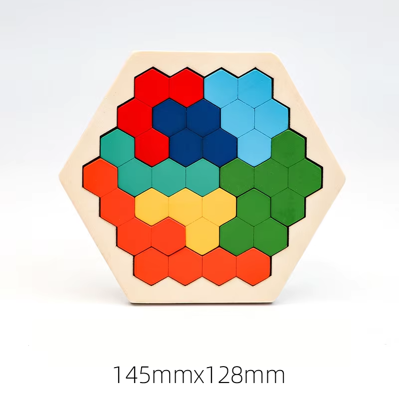 AliExpress 1 Set Wooden Blocks Puzzle Brain Teasers Toy Tangram Jigsaw Intelligence Colorful 3D Russian Blocks Montessori Educational, view 4