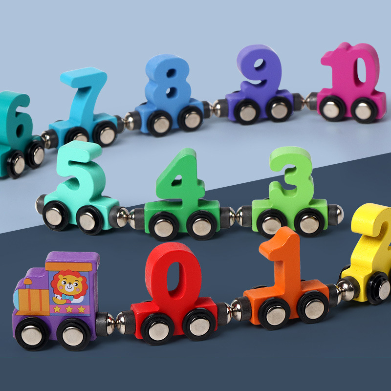 AliExpress 1 Set Wooden Magnetic Number Train Toys Montessori Educational Toy Train Kit Early Cognition Learning Teaching Sets For Toddlers, view 2