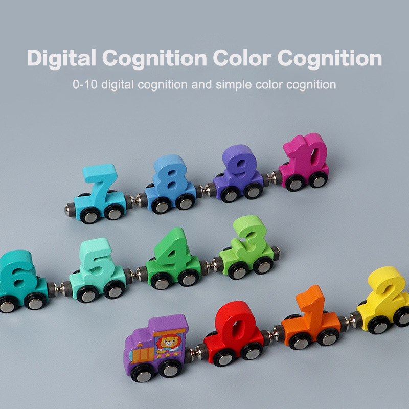 AliExpress 1 Set Wooden Magnetic Number Train Toys Montessori Educational Toy Train Kit Early Cognition Learning Teaching Sets For Toddlers, view 3
