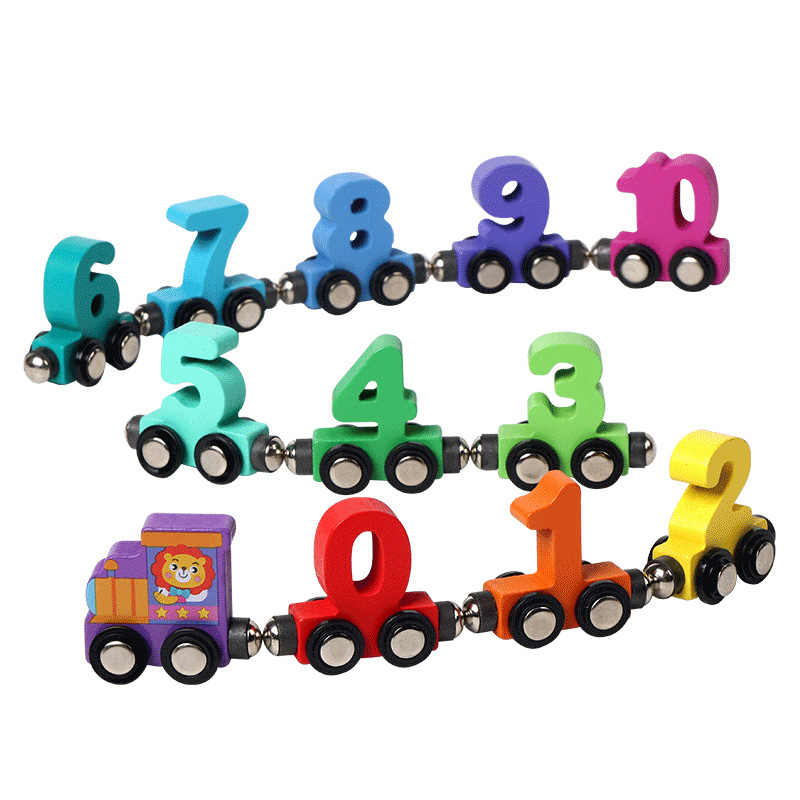 AliExpress 1 Set Wooden Magnetic Number Train Toys Montessori Educational Toy Train Kit Early Cognition Learning Teaching Sets For Toddlers, view 5