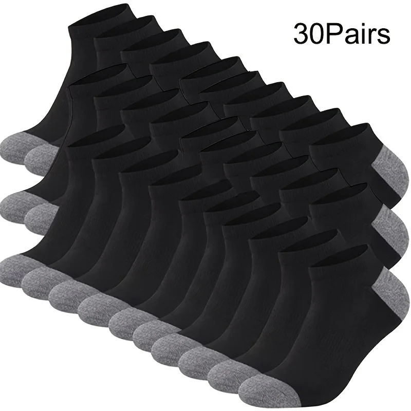AliExpress 10/20/30pairs Men's Color Block Boat Socks, Fashion Breathable Comfy Low Cut Ankle Socks, Men's Socks