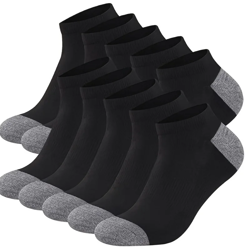 AliExpress 10/20/30pairs Men's Color Block Boat Socks, Fashion Breathable Comfy Low Cut Ankle Socks, Men's Socks, view 3