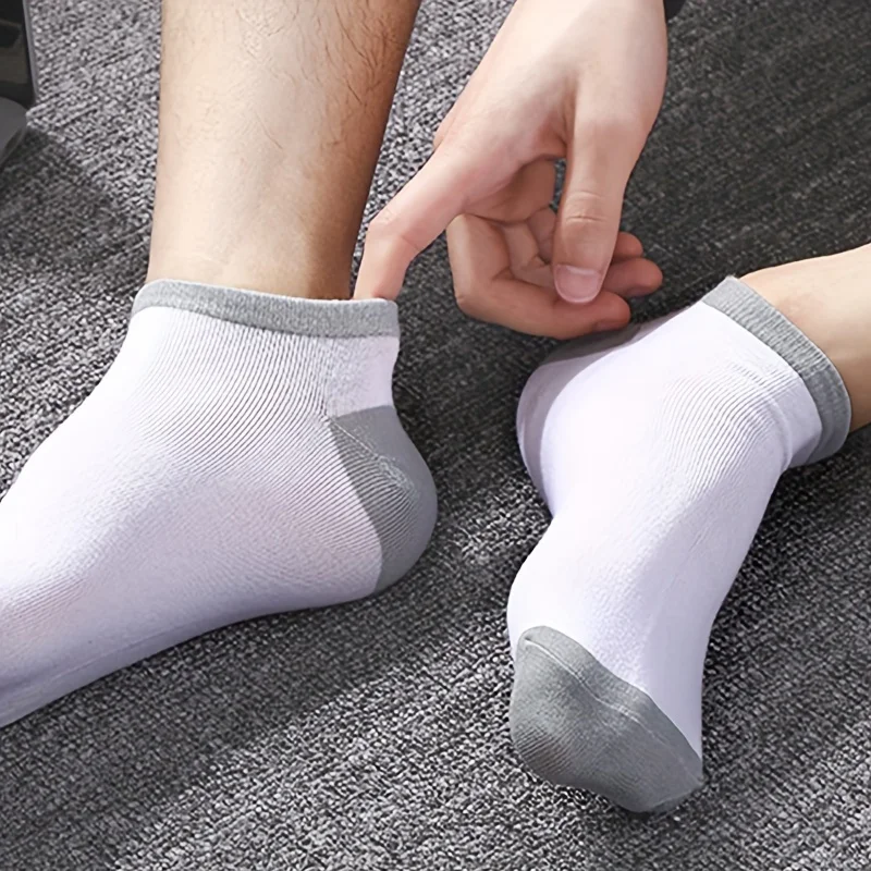 AliExpress 10/20/30pairs Men's Color Block Boat Socks, Fashion Breathable Comfy Low Cut Ankle Socks, Men's Socks, view 5