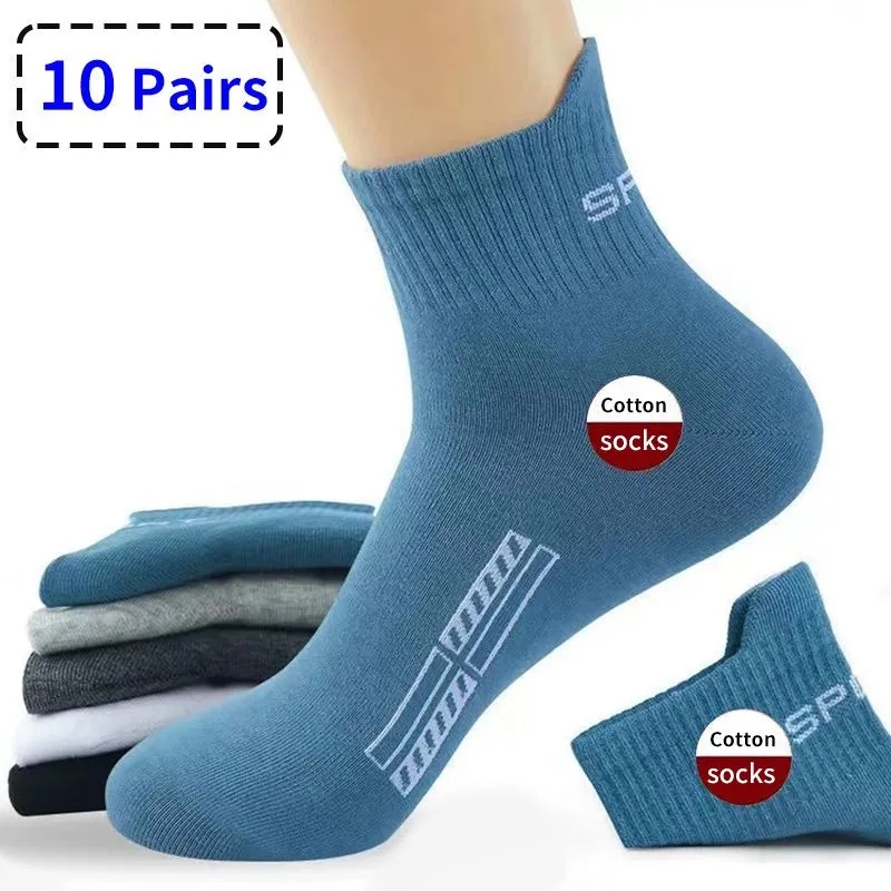 AliExpress 10/20Pairs High Quality Men's Socks Casual Breathable Cotton Man Run Sports Socks Spring Autumn Male Sox Gifts Plus Size 38-45
