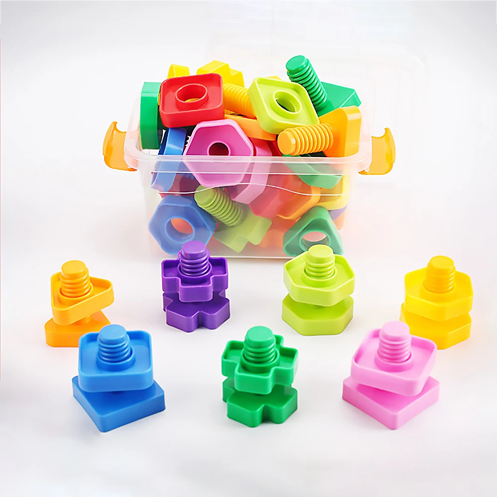 AliExpress 10/20pcs Set Screwing Building Blocks Creative Mosaic Puzzle Toys for Children Plastic Insert Nut Shape Boys Educational Toy, view 2