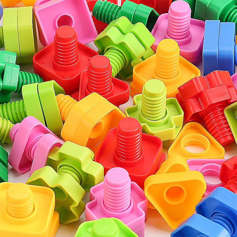 AliExpress 10/20pcs Set Screwing Building Blocks Creative Mosaic Puzzle Toys for Children Plastic Insert Nut Shape Boys Educational Toy, view 4