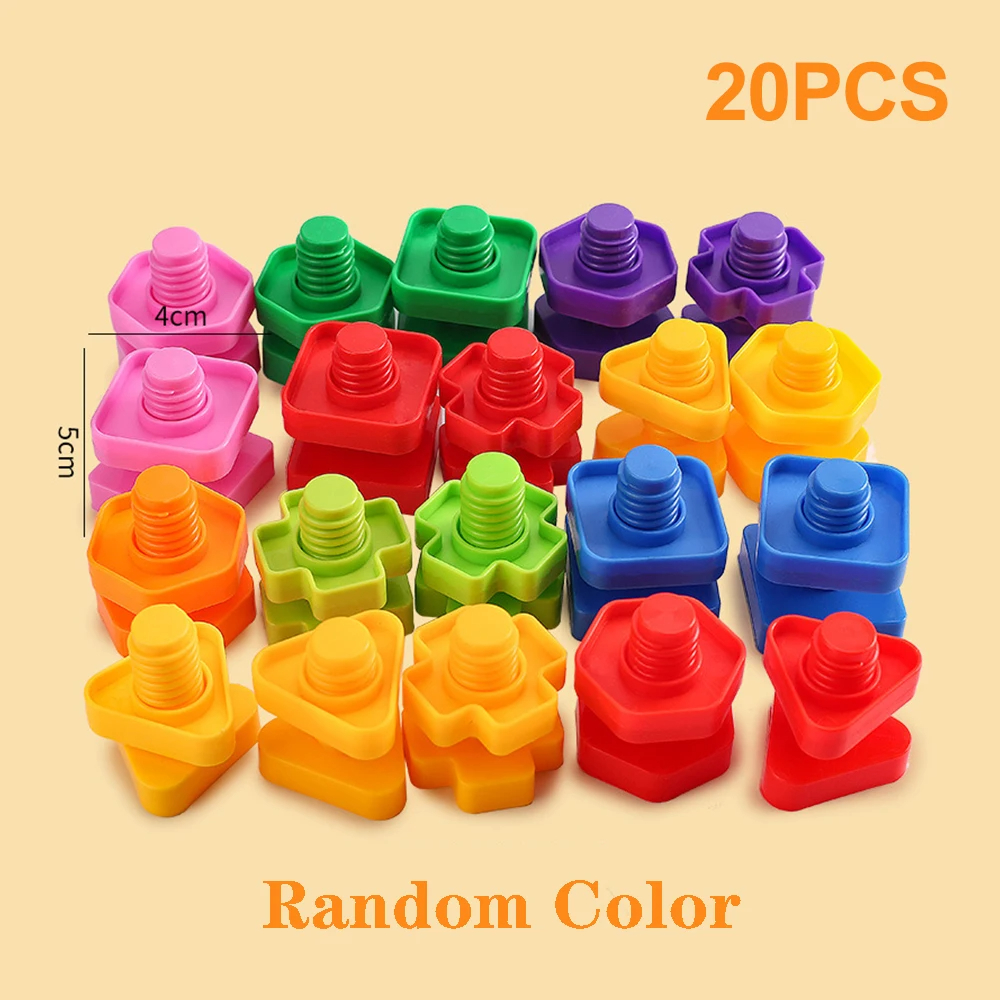 AliExpress 10/20pcs Set Screwing Building Blocks Creative Mosaic Puzzle Toys for Children Plastic Insert Nut Shape Boys Educational Toy, view 6