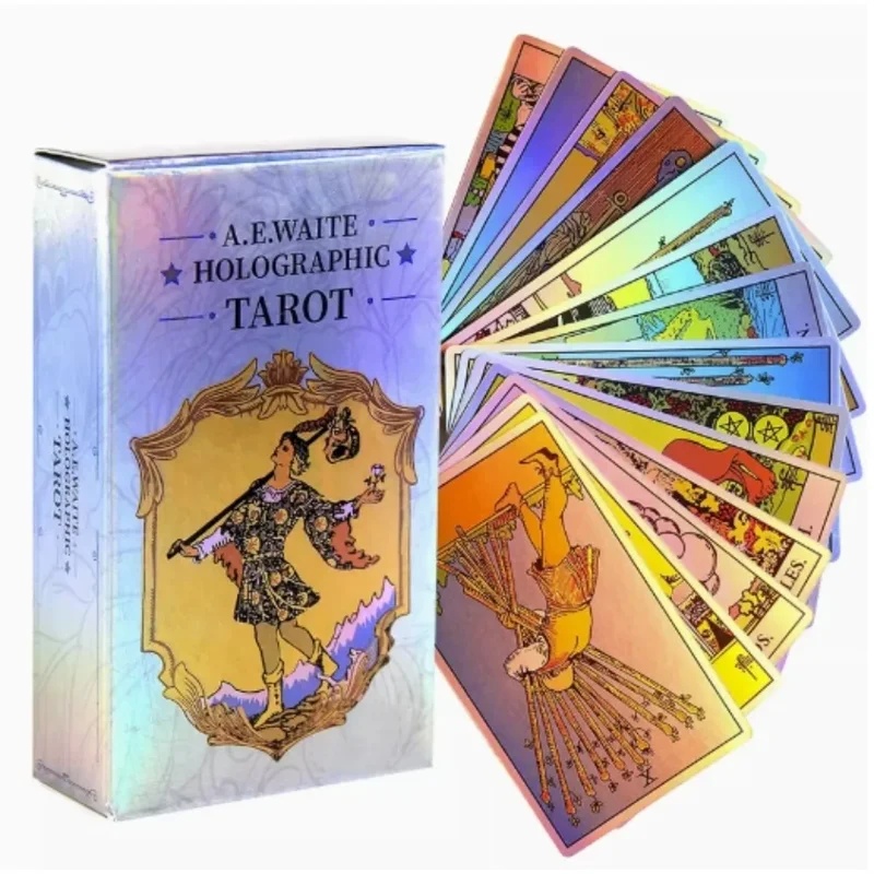 AliExpress 10.3*6cm Rainbow Holographic Tarot Deck, Tarot Cards With Guidebook Set, Divination Board Game Tarot Kit for Beginners