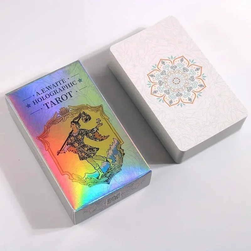 AliExpress 10.3*6cm Rainbow Holographic Tarot Deck, Tarot Cards With Guidebook Set, Divination Board Game Tarot Kit for Beginners, view 4