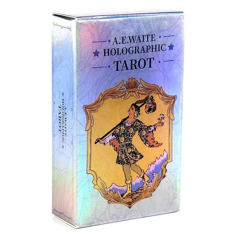 AliExpress 10.3*6cm Rainbow Holographic Tarot Deck, Tarot Cards With Guidebook Set, Divination Board Game Tarot Kit for Beginners, view 6