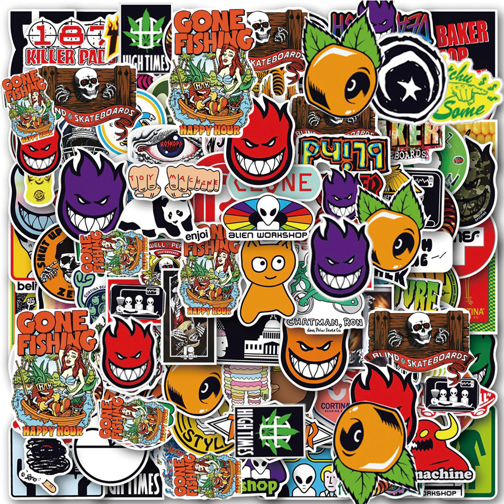AliExpress 10/30/50/100pcs Cool Street Style Fashion  Logo Stickers Cartoon Graffiti Decals for Skateboard Helmet Laptop Decoration Sticker