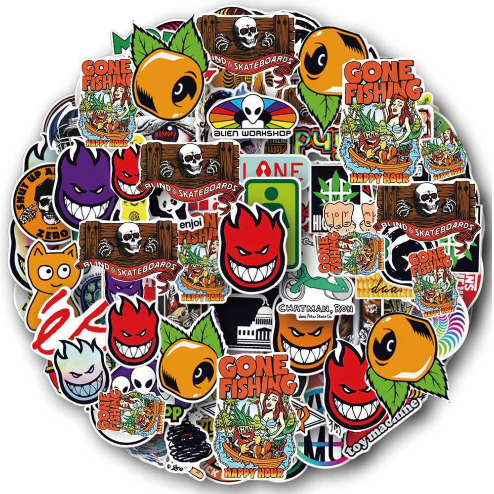 AliExpress 10/30/50/100pcs Cool Street Style Fashion Logo Stickers Cartoon Graffiti Decals for Skateboard Helmet Laptop Decoration Sticker, view 2