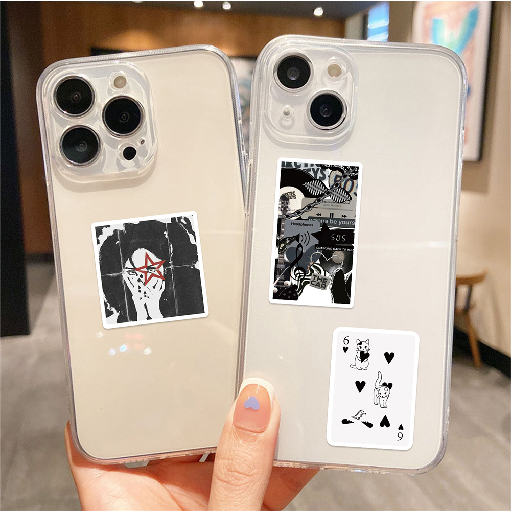 AliExpress 10/30/50pcs Black White Cartoon Y2K Aesthetic Stickers Cool Downtown Girls Decals Laptop Luggage Guitar Waterproof Sticker Decor, view 6