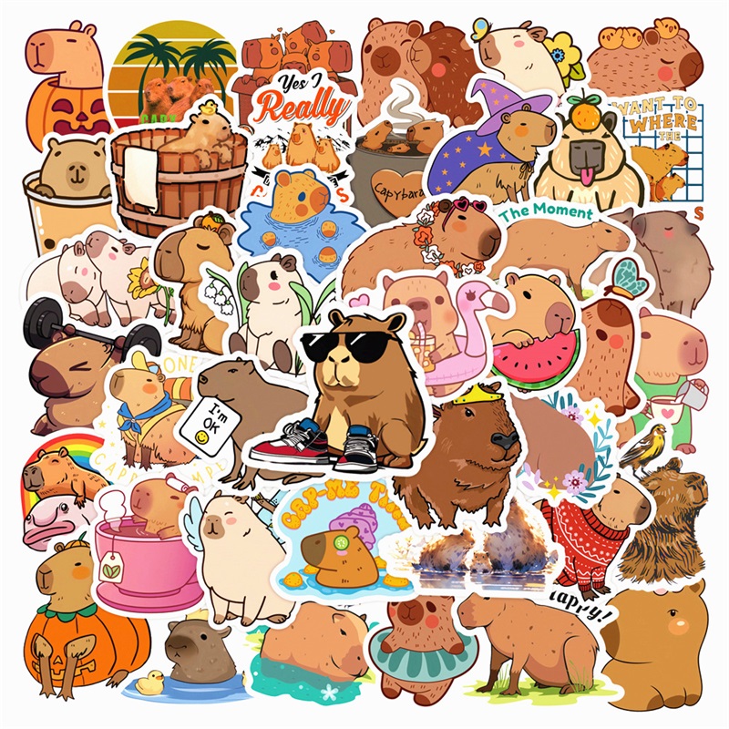 AliExpress 10/30/50PCS Cute Capybara PVC Sticker Aesthetic Decoration Scrapbooking Sketchbook Korean Stationery School Supplies