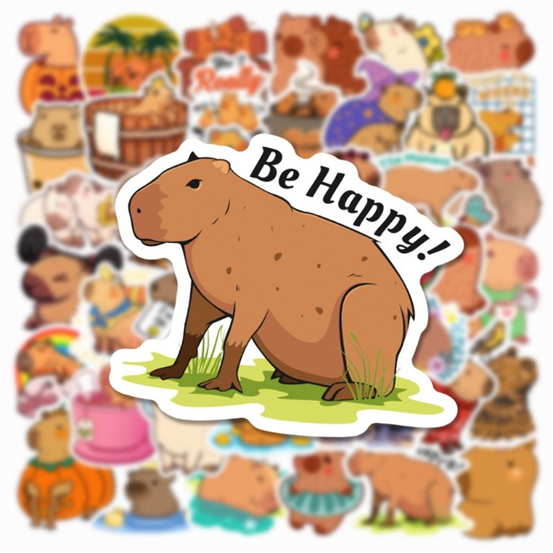 AliExpress 10/30/50PCS Cute Capybara PVC Sticker Aesthetic Decoration Scrapbooking Sketchbook Korean Stationery School Supplies, view 4