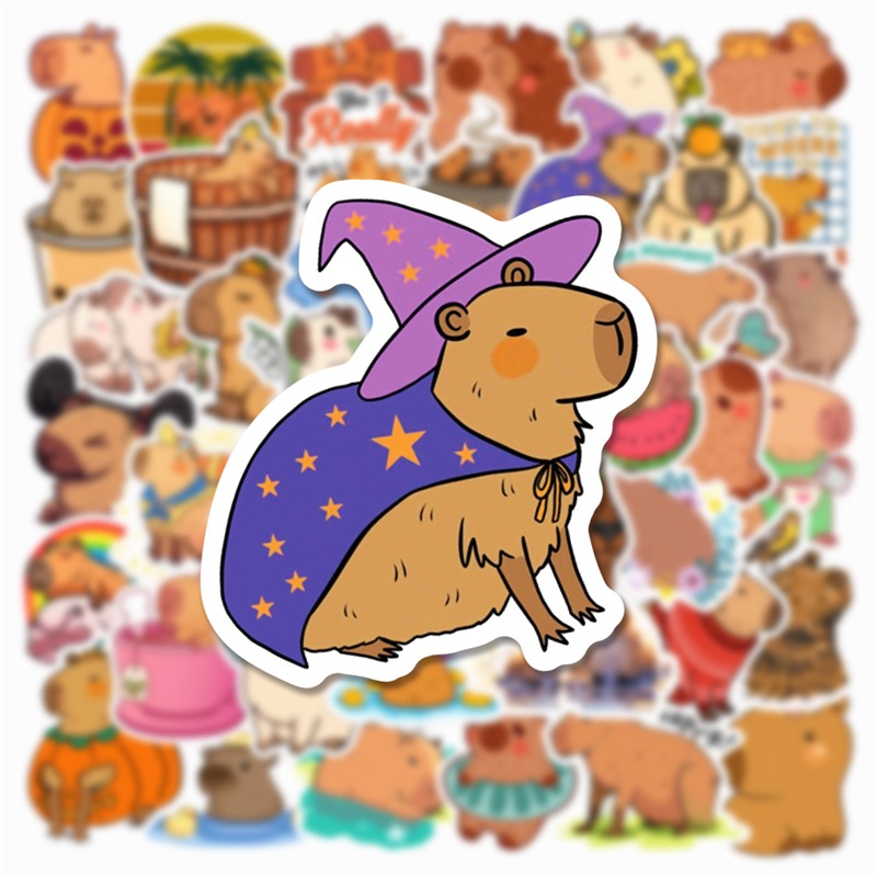 AliExpress 10/30/50PCS Cute Capybara PVC Sticker Aesthetic Decoration Scrapbooking Sketchbook Korean Stationery School Supplies, view 5
