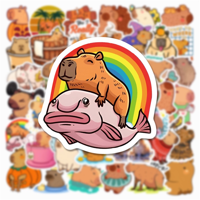 AliExpress 10/30/50PCS Cute Capybara PVC Sticker Aesthetic Decoration Scrapbooking Sketchbook Korean Stationery School Supplies, view 6