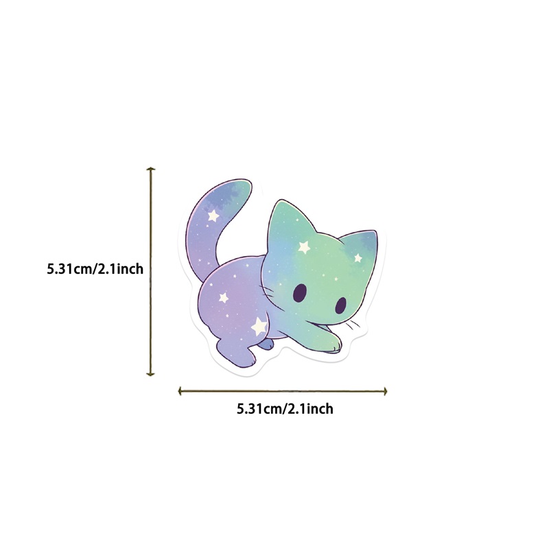 AliExpress 10/30/50PCS Cute Starry Sky Cat PVC Sticker Aesthetic Stationery Decoration Scrapbooking School Supplies, view 5