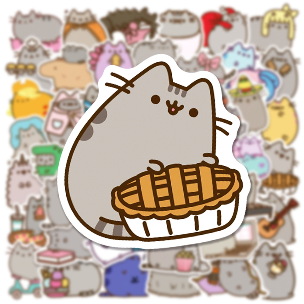 AliExpress 10/30/50pcs Funny Cartoon Grey Fat Cat Stickers Cute Animals Decals for Kids Toy Stationery Suitcase Phone Graffiti Sticker Pack, view 3