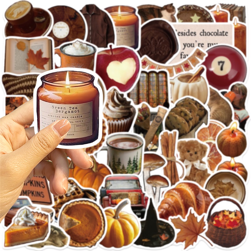 AliExpress 10/30/53PCS Kawaii Autumn Bread PVC Sticker Aesthetic Colored Decoration Scrapbooking Supplies DIY Hand Accounting for Kids, view 6