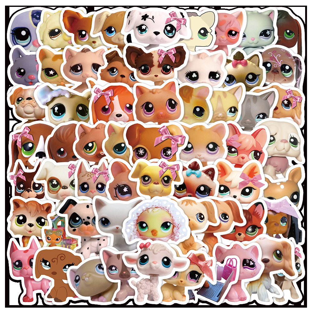 AliExpress 10/30/60pcs Cute Cartoon Littlest Pet Shop Stickers Funny Game Sticker DIY Scrapbook Suitcase Laptop Kawaii Animal Decals Decor
