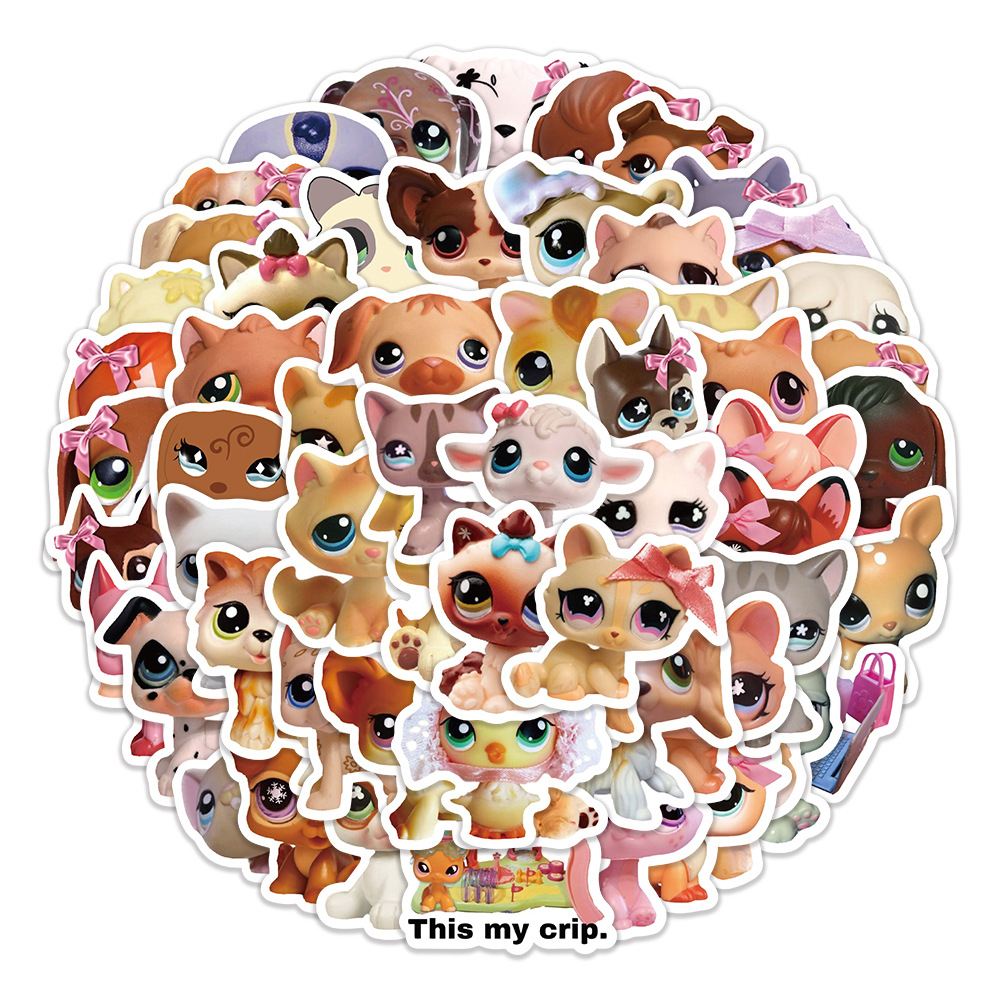 AliExpress 10/30/60pcs Cute Cartoon Littlest Pet Shop Stickers Funny Game Sticker DIY Scrapbook Suitcase Laptop Kawaii Animal Decals Decor, view 2
