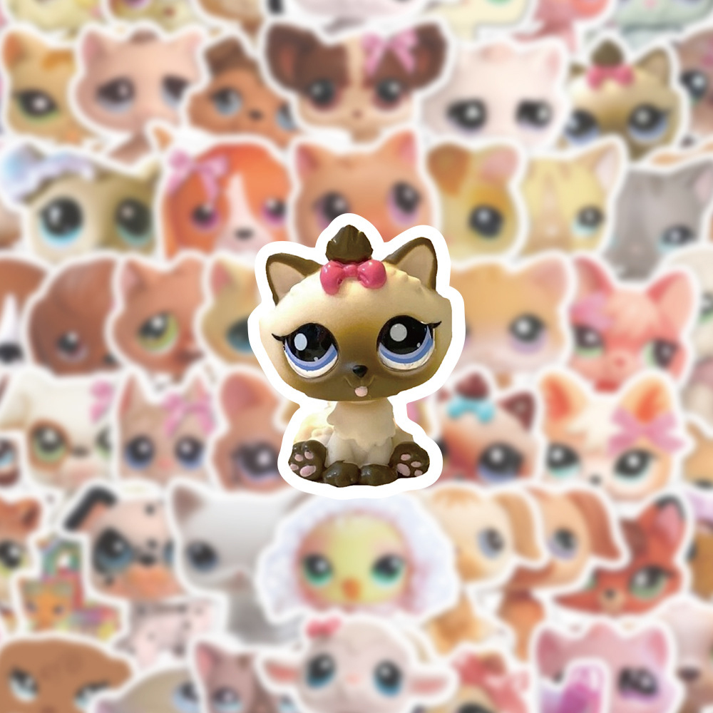 AliExpress 10/30/60pcs Cute Cartoon Littlest Pet Shop Stickers Funny Game Sticker DIY Scrapbook Suitcase Laptop Kawaii Animal Decals Decor, view 3