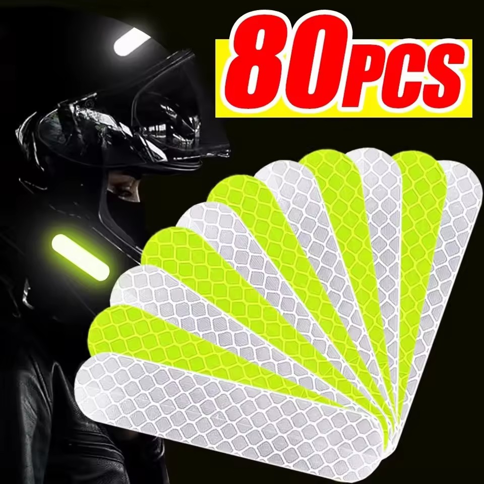 AliExpress 10/40/80PCS Night Reflective Strip Warning Stickers Waterproof High Visibility Reflector Tape for Car Motorcycle Helmet Bicycle