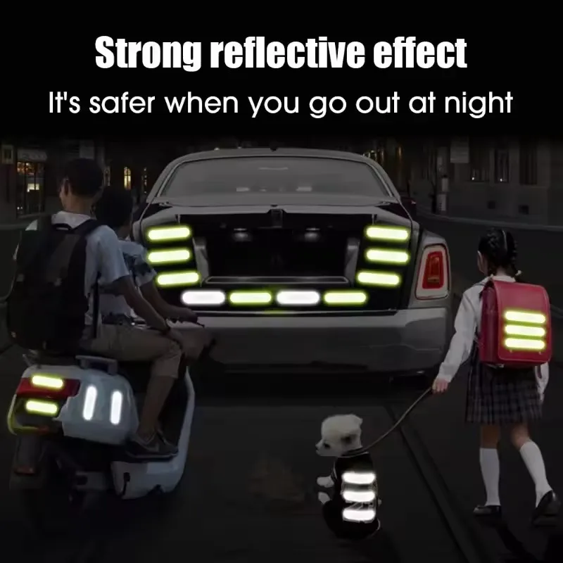 AliExpress 10/40/80PCS Night Reflective Strip Warning Stickers Waterproof High Visibility Reflector Tape for Car Motorcycle Helmet Bicycle, view 5