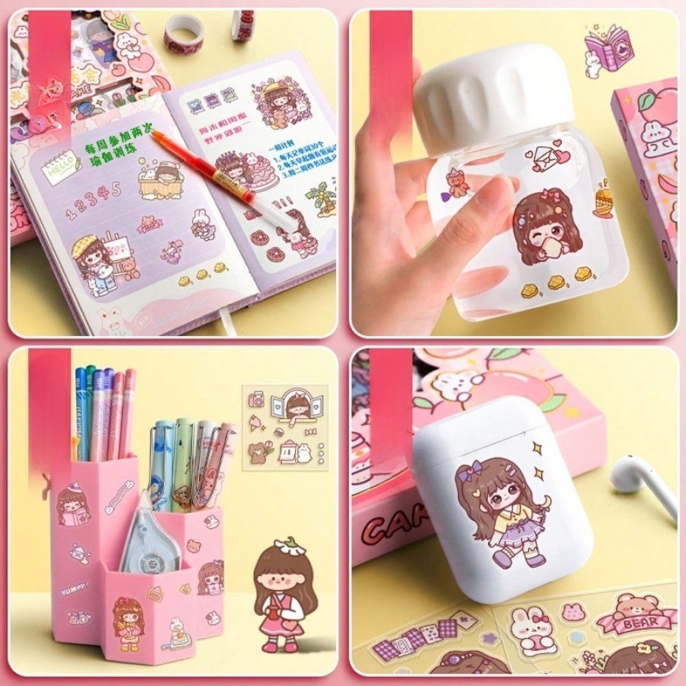 AliExpress 10/50/100pcs Whimsical Cartoon Sticker Collection - Fun Colorful Adhesive Stickers for DIY Journaling Notebook Laptop Decoration, view 4