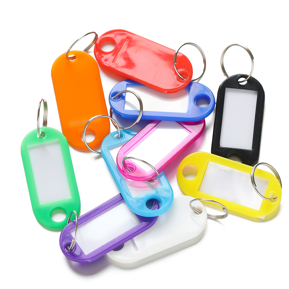 AliExpress 10/50Pcs Colors Plastic Key Tags with Card Label for DIY Keychain Kit Luggage Tag Hotel Number Classification