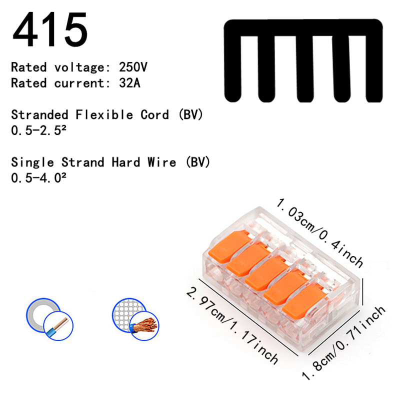 AliExpress 10-75 Pcs Orange Universal Type Quick Plug-in Terminals,Electrical Equipment Connectors,Wire Connector Terminals,250V/32A, view 5