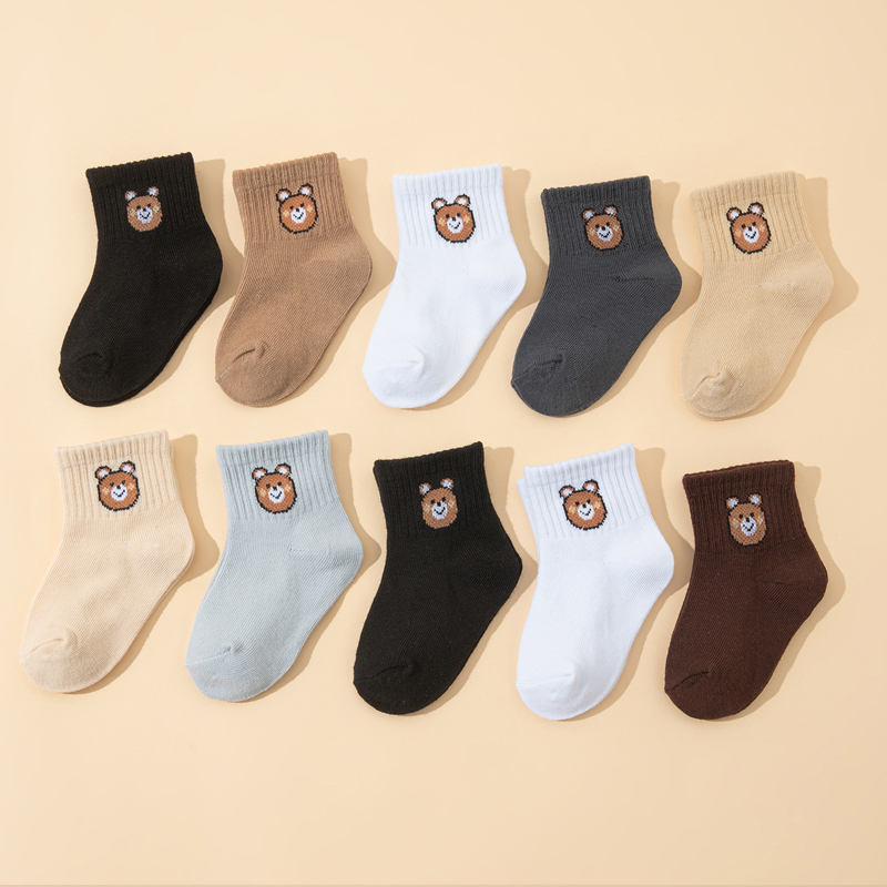 AliExpress 10 Pairs Cute Little Bear Casual Short Elastic Mid-Calf Socks, baby Socks, Boys' Socks, Girls' Socks, Children's Socks