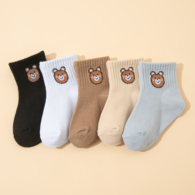 AliExpress 10 Pairs Cute Little Bear Casual Short Elastic Mid-Calf Socks, baby Socks, Boys' Socks, Girls' Socks, Children's Socks, view 4