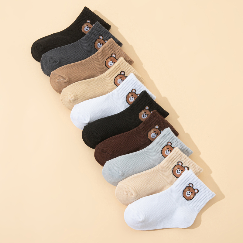 AliExpress 10 Pairs Cute Little Bear Casual Short Elastic Mid-Calf Socks, baby Socks, Boys' Socks, Girls' Socks, Children's Socks, view 2