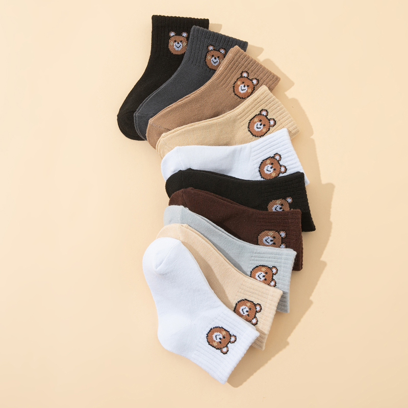 AliExpress 10 Pairs Cute Little Bear Casual Short Elastic Mid-Calf Socks, baby Socks, Boys' Socks, Girls' Socks, Children's Socks, view 3