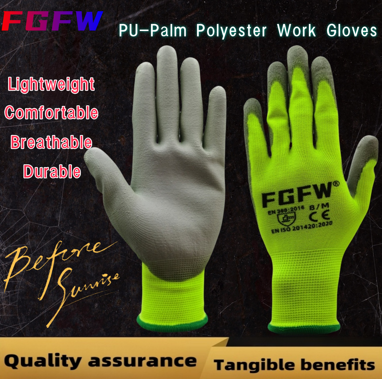 AliExpress 10 Pairs PU Coated Work Gloves - Lightweight, Durable Safety Gloves EN 388/ISO20471 Certified, Sizes S/M/L/XL, view 2