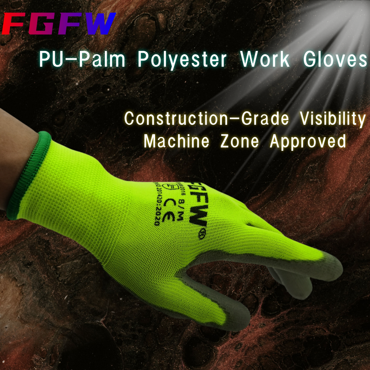 AliExpress 10 Pairs PU Coated Work Gloves - Lightweight, Durable Safety Gloves EN 388/ISO20471 Certified, Sizes S/M/L/XL, view 5