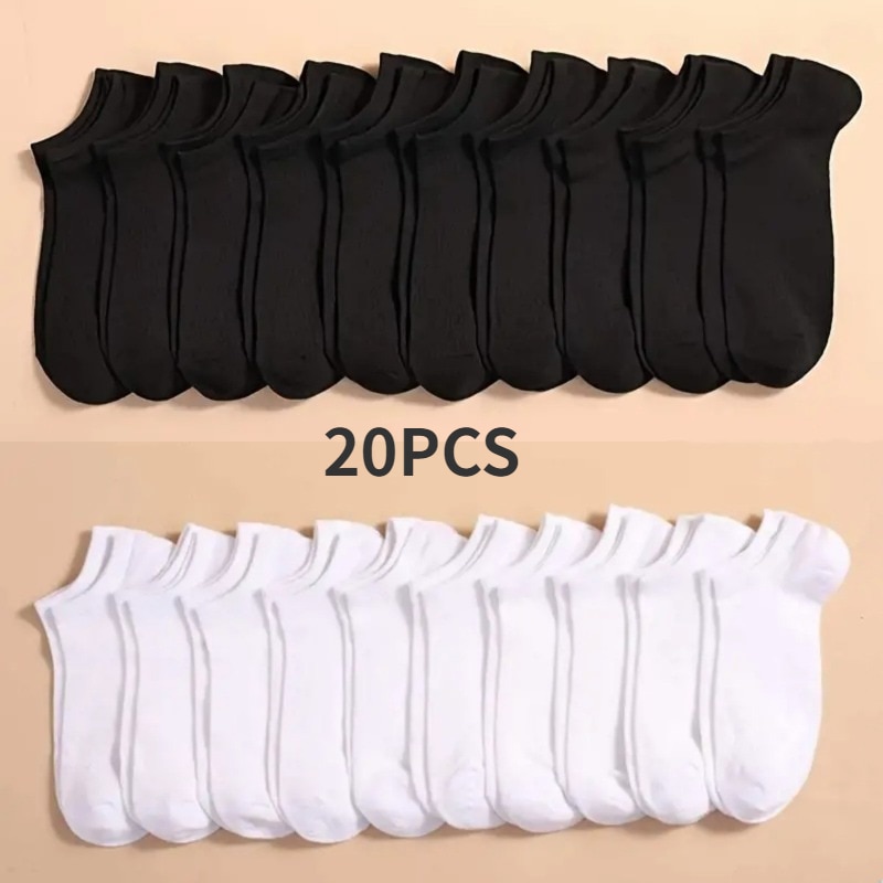 AliExpress 10 Pairs Unisex Casual Plain Color Boat Socks Thin Breathable Comfy Anti Odor Sweat-absorbing Low Cut Ankle Socks For Men Women