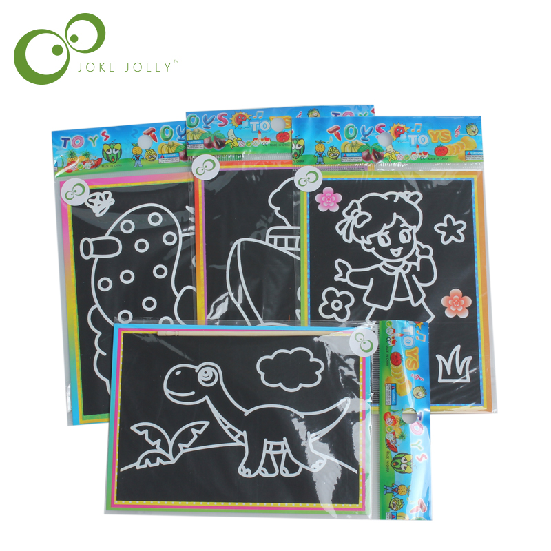 AliExpress 10 pcs 13x 9.8cm Scratch Art Paper Magic Painting Paper with Drawing Stick For Kids Toy Colorful Drawing Toys