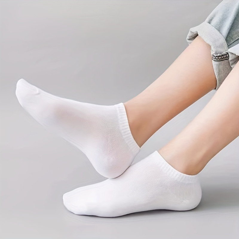 AliExpress 10 PCS Summer Lightweight Breathable Four Season Solid Color Short Socks Korean Version Simple and Versatile Women's Ankle Socks, view 6