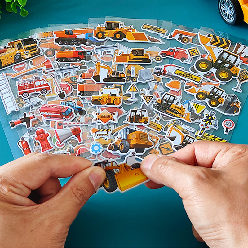 AliExpress 10 Sheets 3D Engineering Vehicle Stickers for Kids Puffy Children Stickers Boys Girls Teachers Reward Scrapbooking Gift Toys, view 4